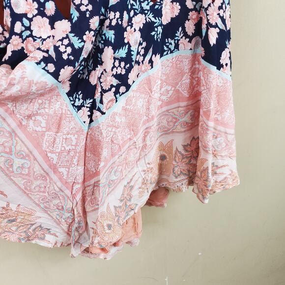 4/$25 Rumor Mixed Print Tie Back Romper with Cutout Detail Size S - Picture 4 of 13